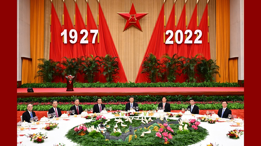 中国人民解放軍建軍95周年を祝賀し、国防部が盛大なレセプション